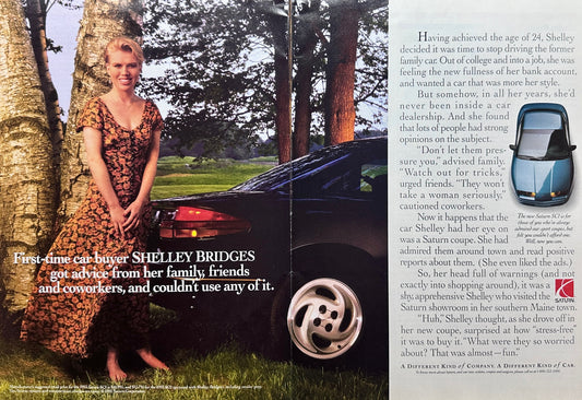 1992 Saturn SC1 Sport Coupe - Shelly Bridges Backstory - Magazine Ad