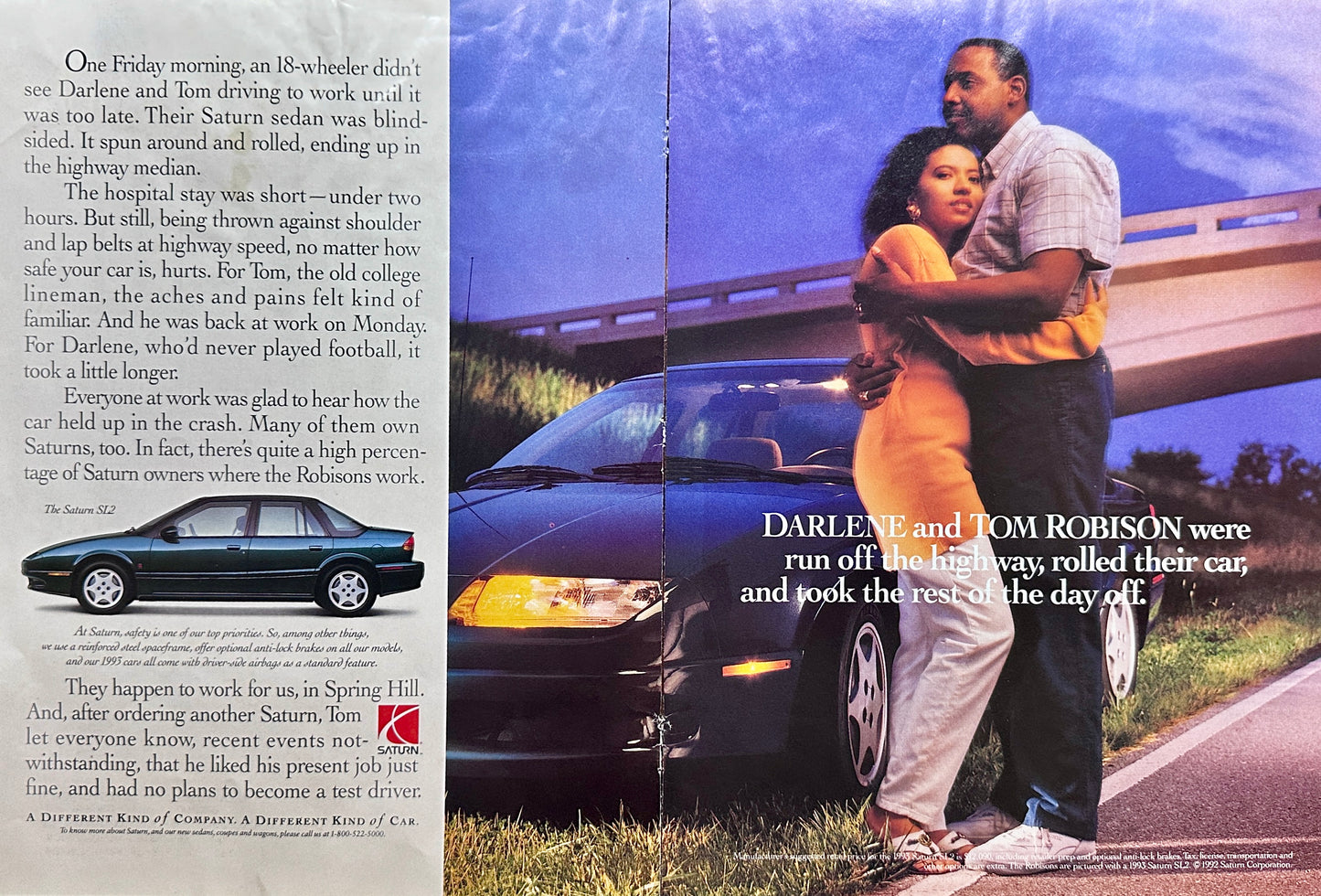 1993 Saturn SI2 - The Robinson's Back Story of Survival - Magazine Ad