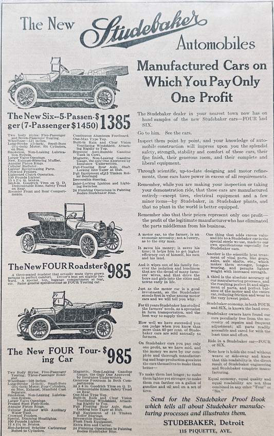 1914 Studebaker Six & Four Magazine Ad #A286