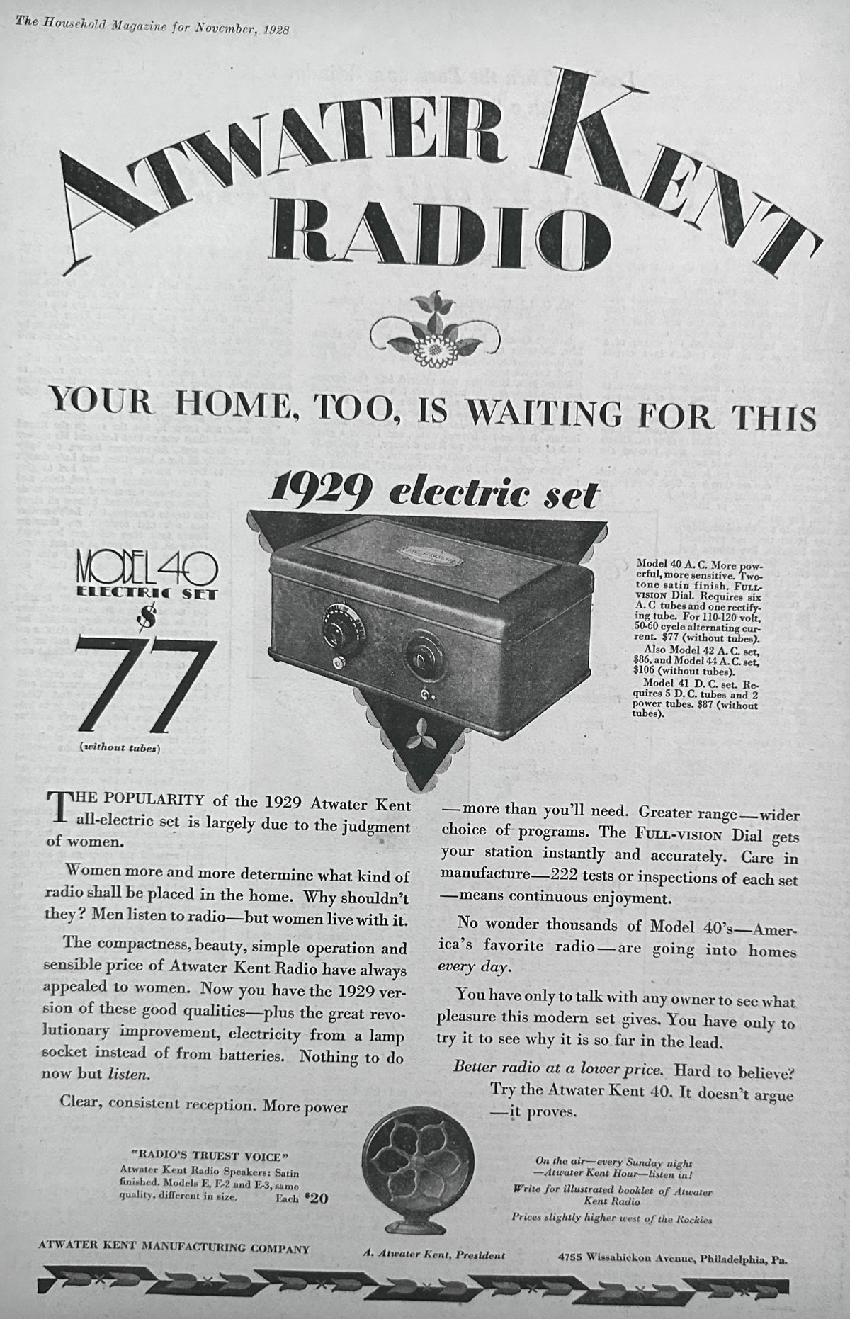 1928 Atwater Kent Radio -Your Home is Waiting for This AD #2469