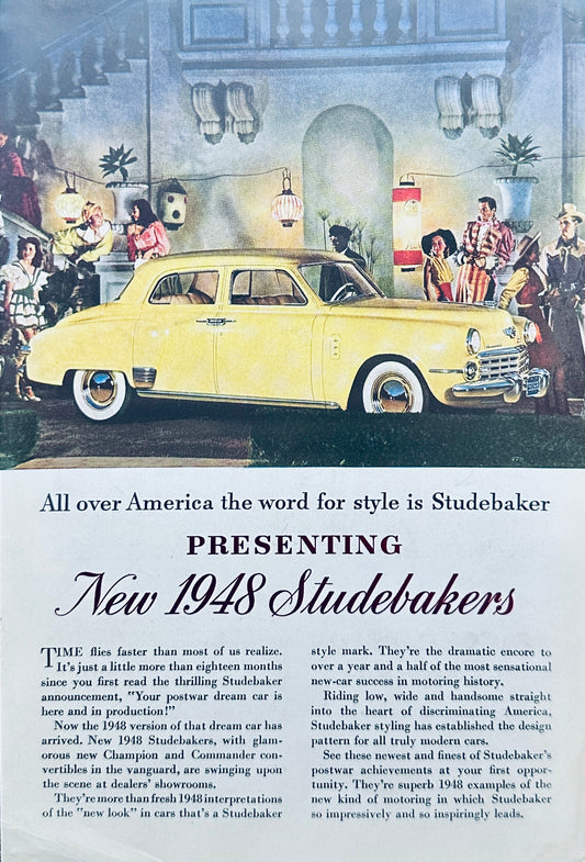 1948 Yellow Studebaker Commander & Coca-Cola Magazine Ad