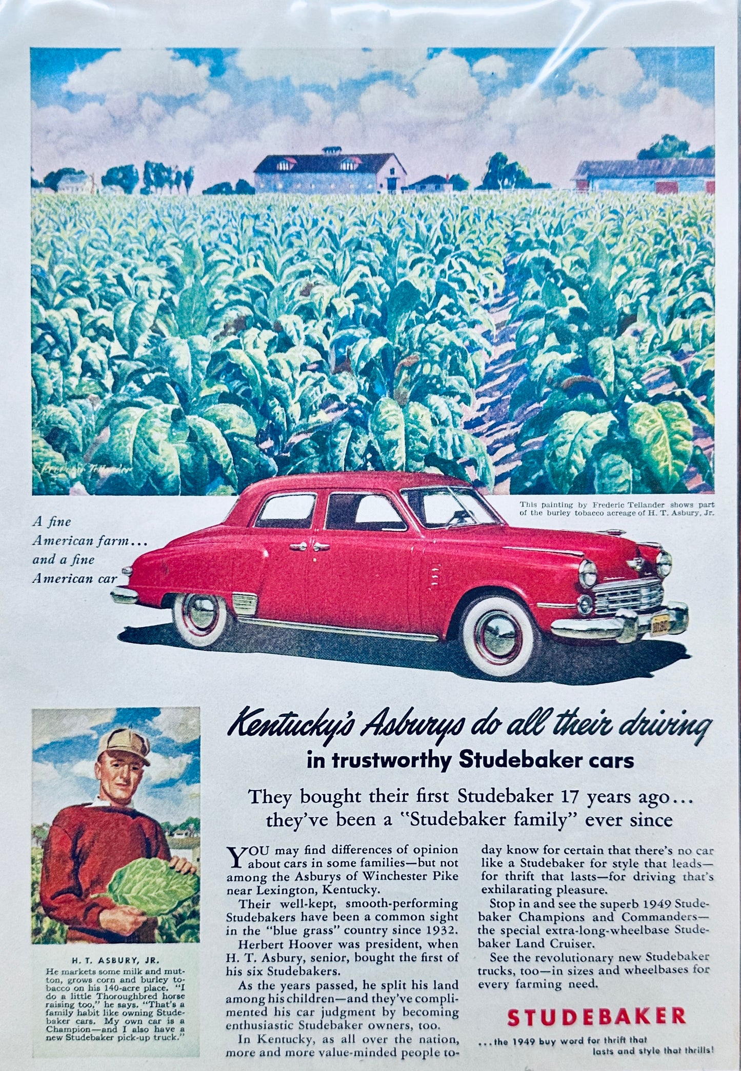 1949 Studebaker Champion  HT Asbury Jr - Owner - Magazine Ad