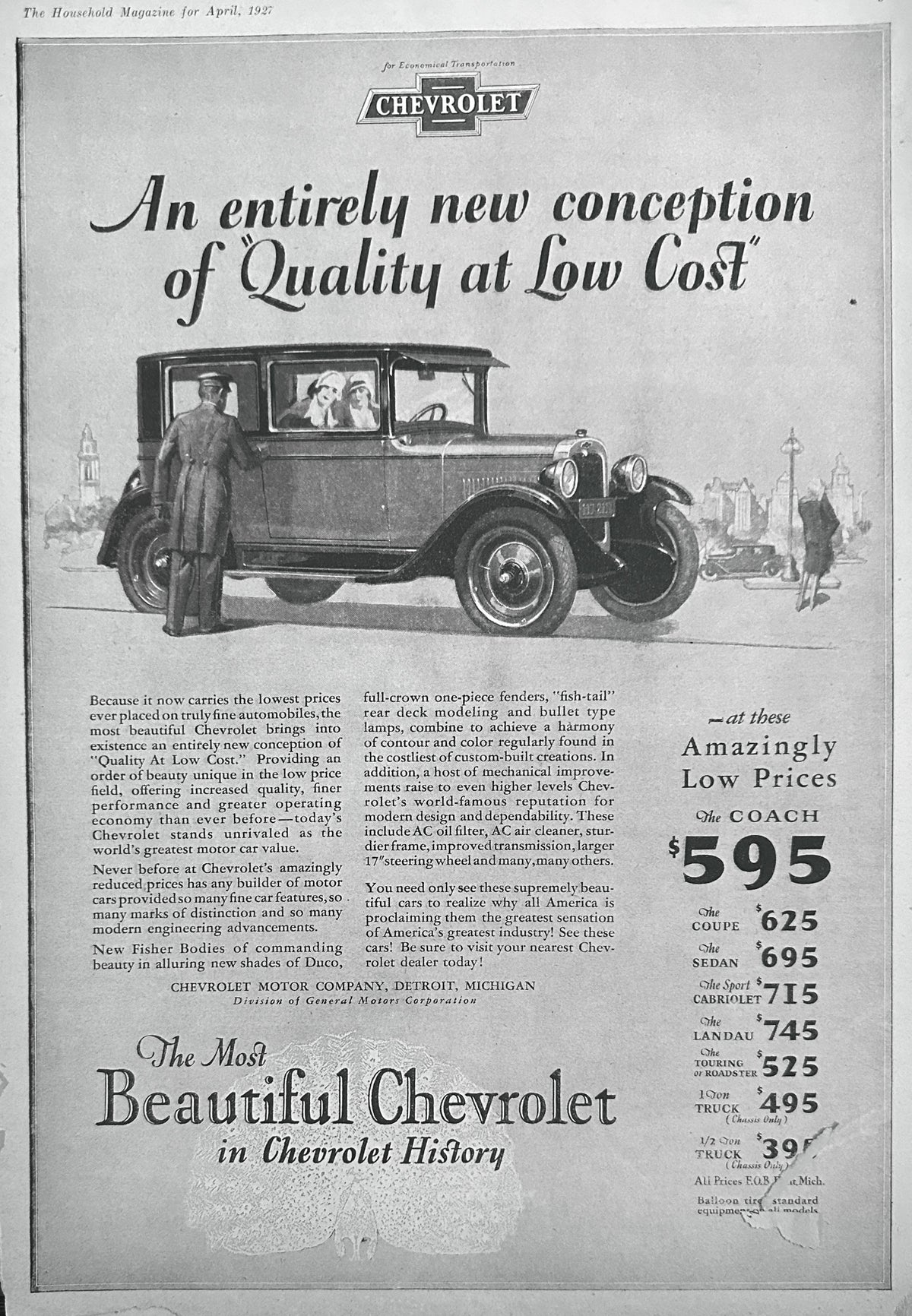 1927 The Most Beautiful Chevrolet In Chevrolet History Ad #2480