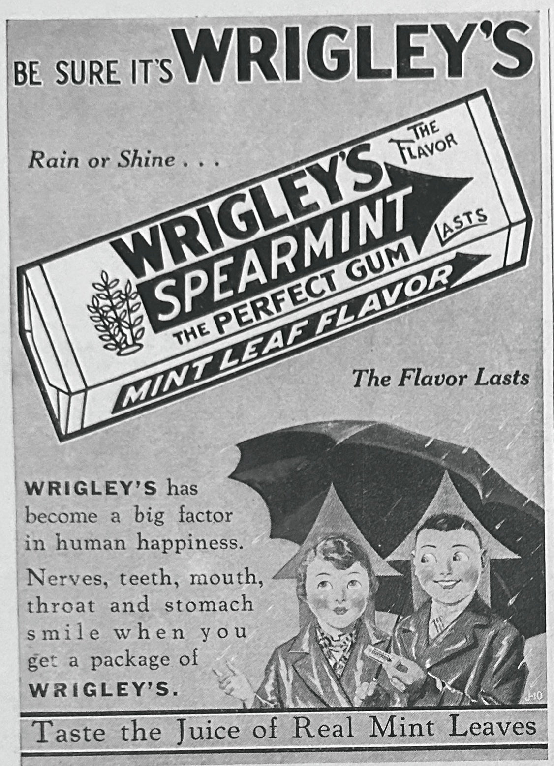 1929 Wrigley's Spearmint Gum Rain or Shine Ad #2484