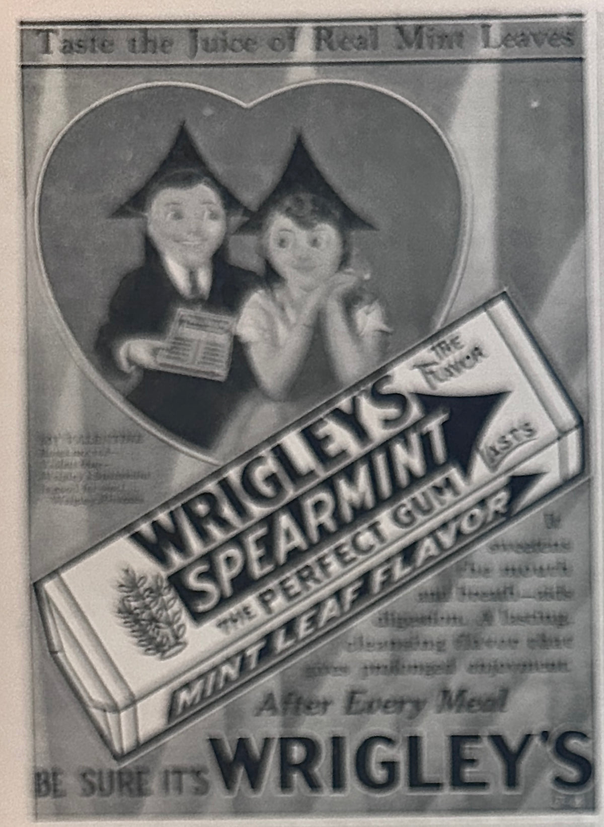 1929 Wrigley's Spearmint Be My Valentine Ad #2490