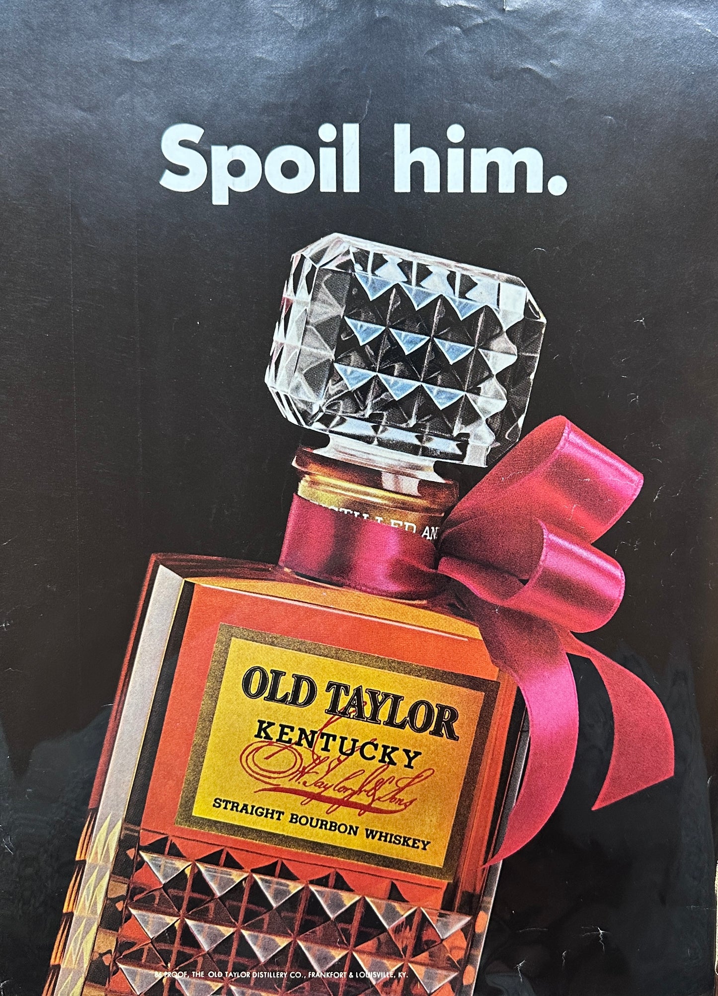 1966 Old Taylor Kentucky Bourbon Whiskey Vintage Hey Bartender Ad!