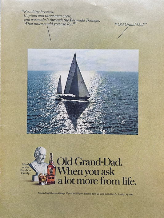 1977 Old Grand Dad WHiskey - Sail boat - Vintage Magazine Ad