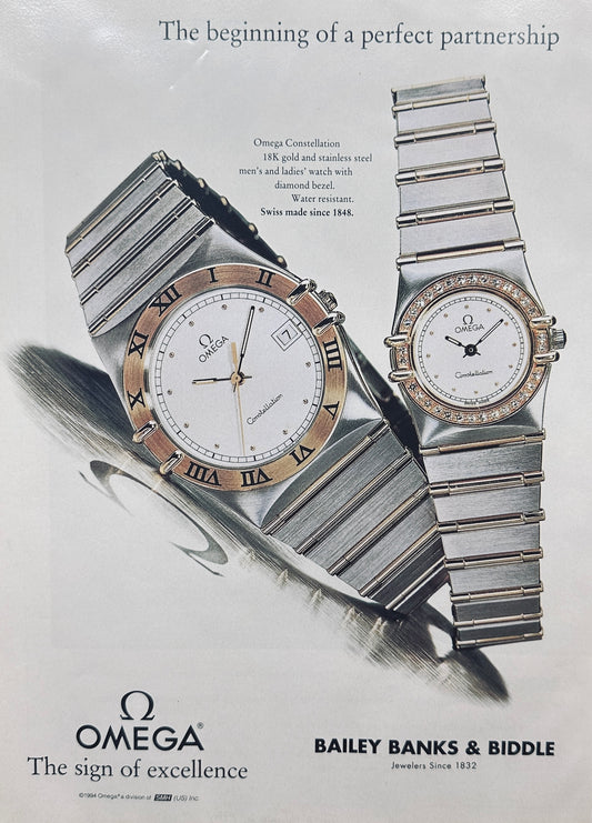 1994 Omega Constellation Wrist Watches A Bailey Banks & Biddle Magazine Ad