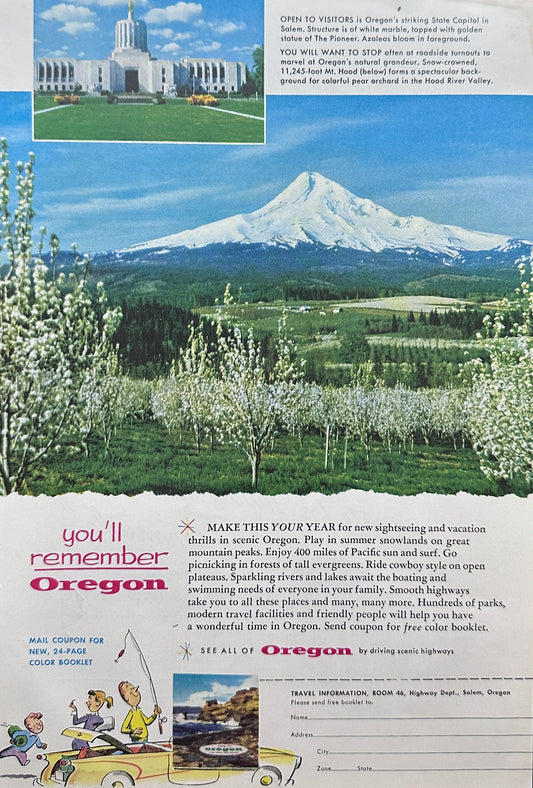 1959 Oregon Promotional Advertisement - Make Oregon Your Vacation Destination