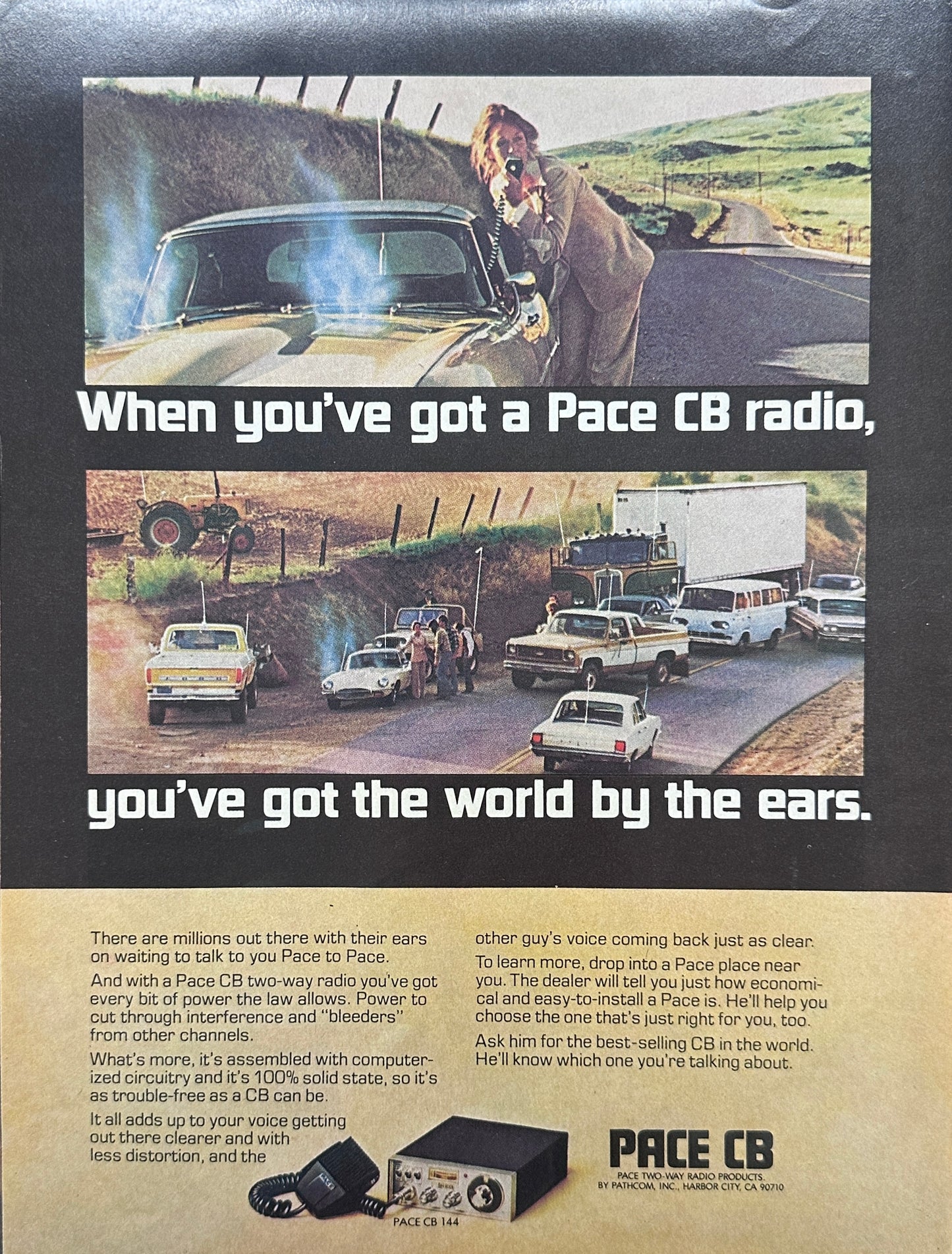 1976 Pace CB Radio - You've Got the World by The Ears - Vintage Ad