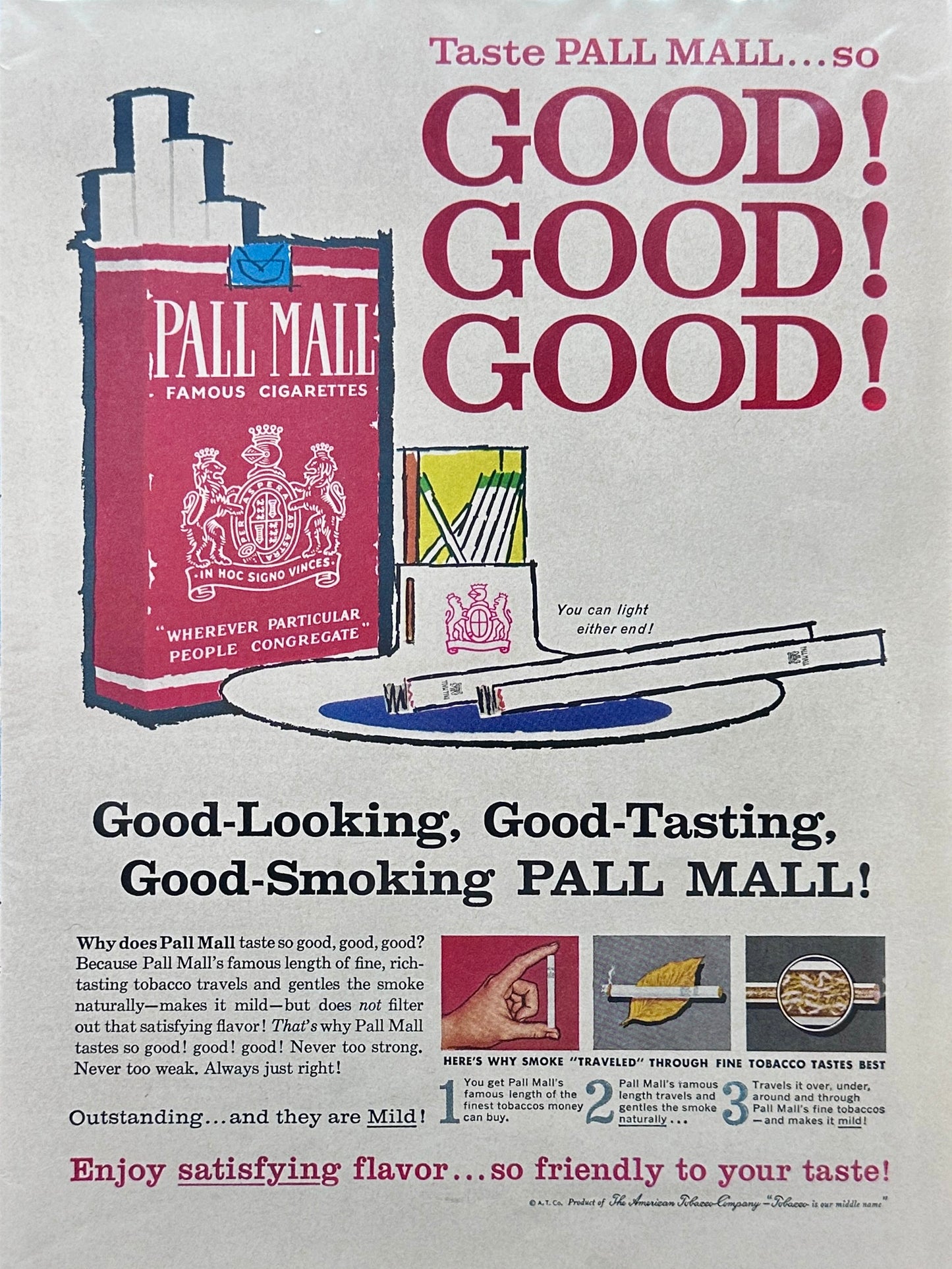 1961 Pall Mall Cigarette Good Good Good Magazine Ad