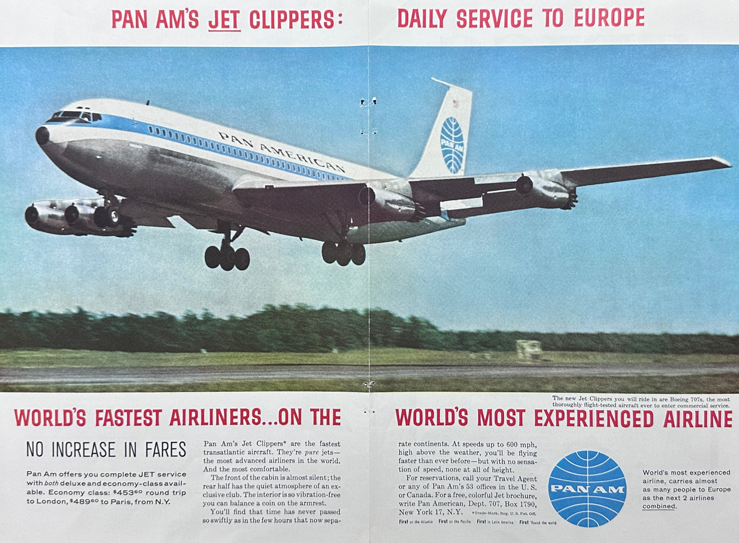 1959 Pan Am Jet Clipper Centerfold magazine ad