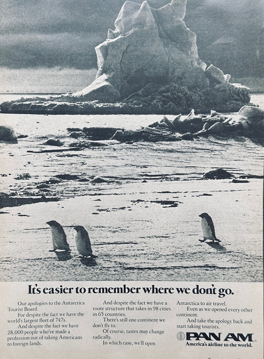 1976 Pan Am - It's Easier to Remember Where We Don't Go - Vintage Ad