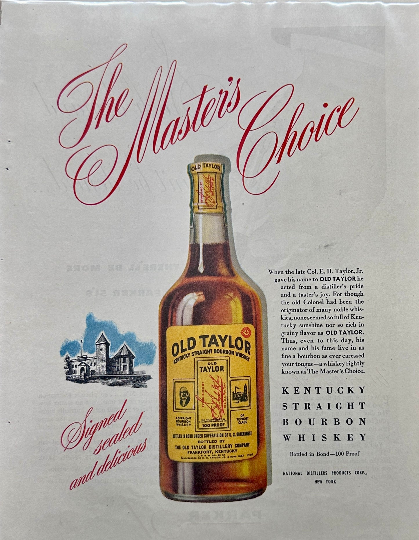 1945 Parker “51” Fountain Pen & Old taylor Whiskey Magazine Ads