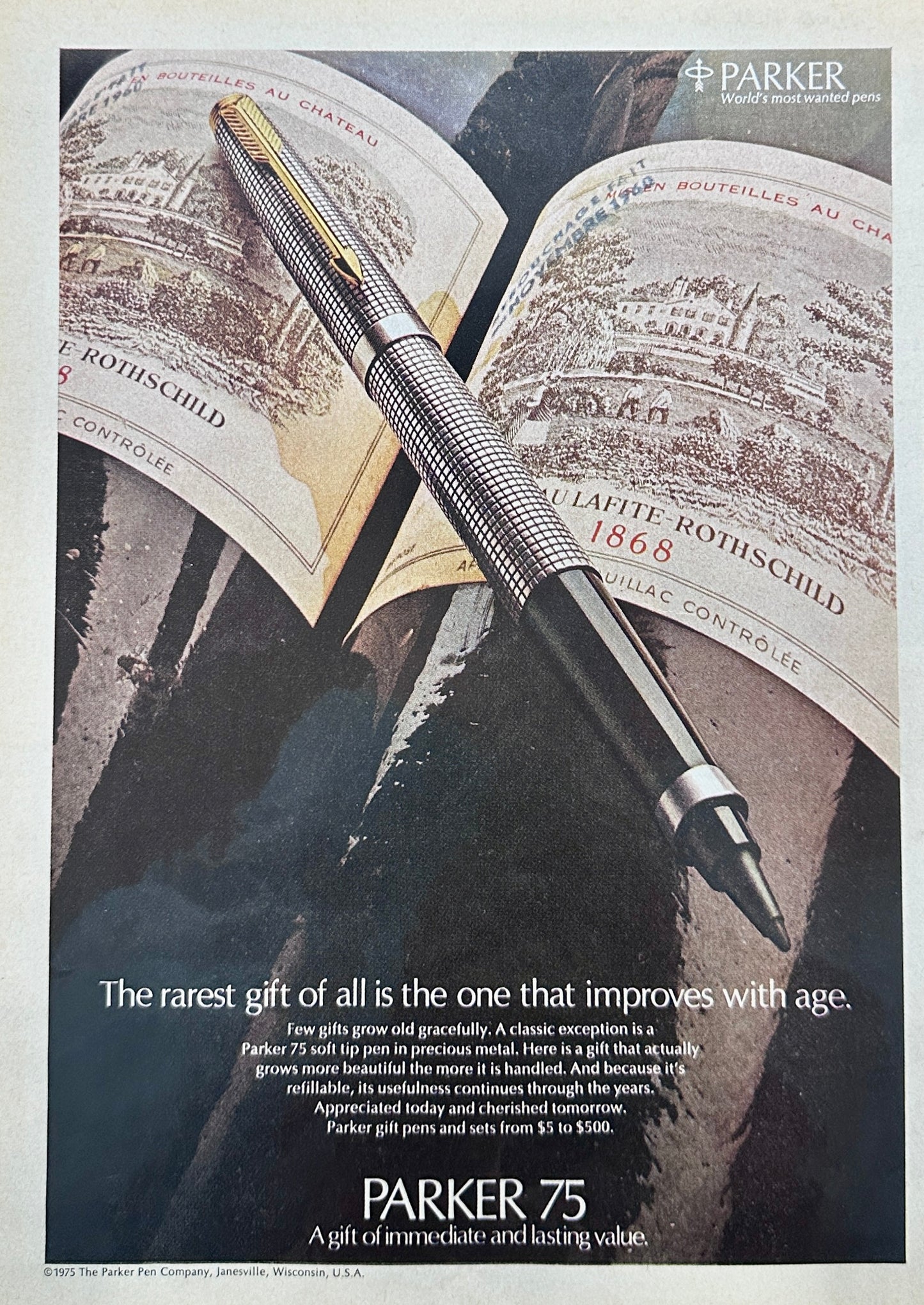 1975 Parker 75 - Improves With Age - Vintage Ad