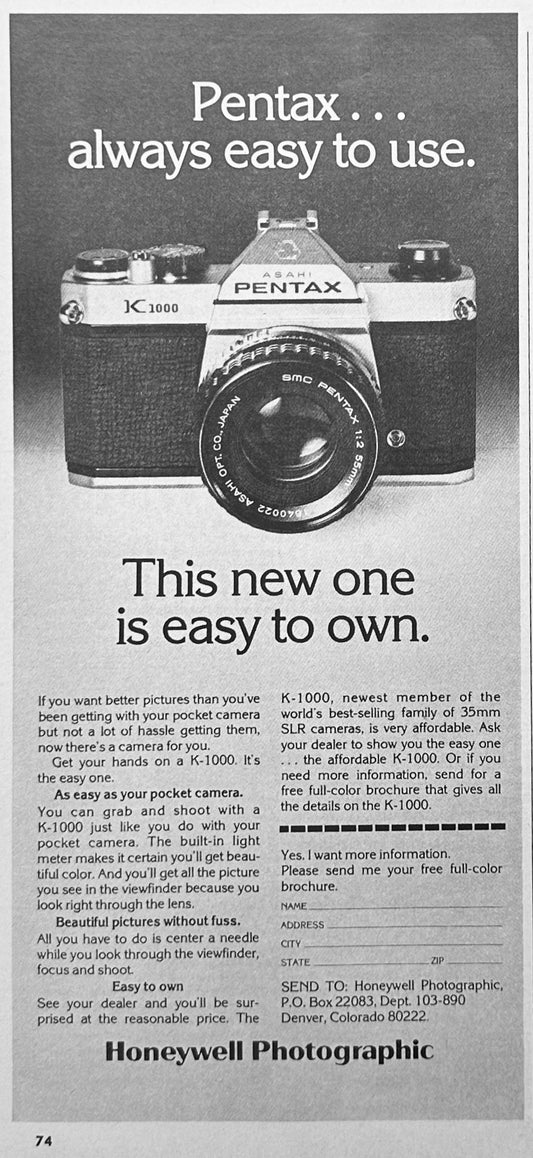 1976 Pentax K-1000 Camera Ad