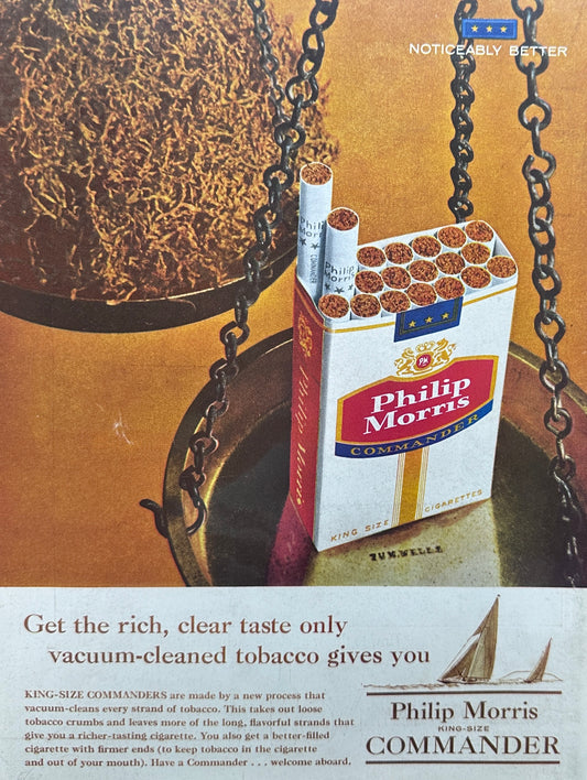 1962 Phillip Morris Commander Cigarettes - Noticeably Better - Vintage Ad