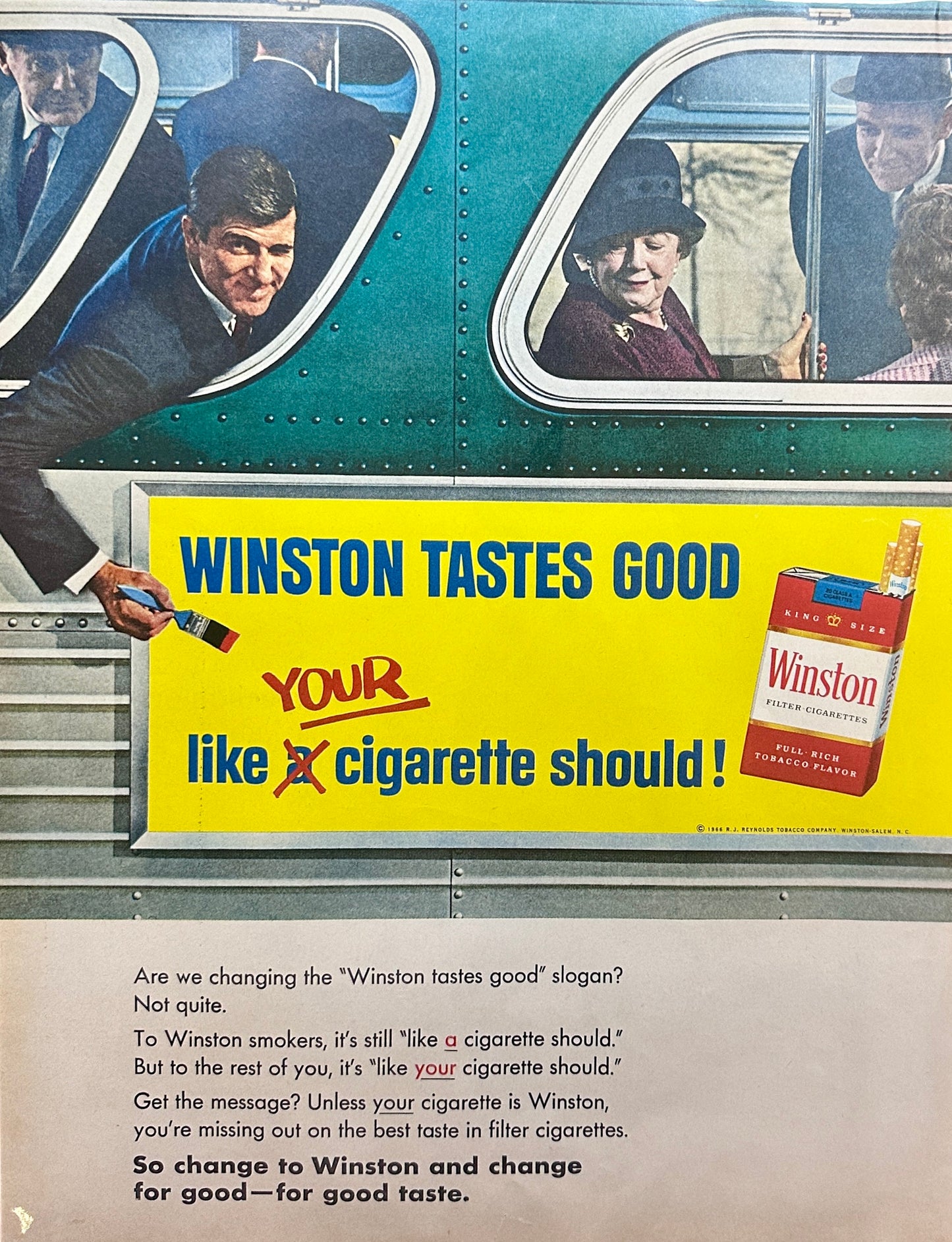 1966 Winston Cigarettes Tast Good Like Your Cigarette Should - Bus Ad