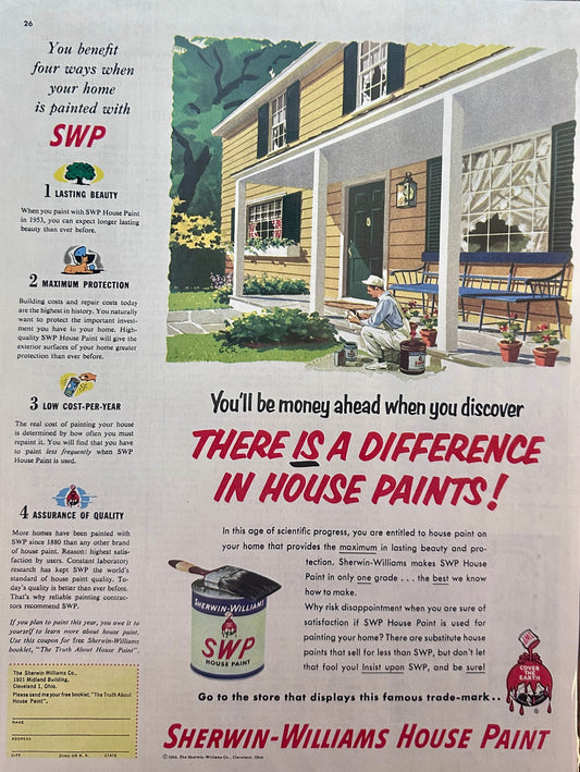 1953 Sherwin Williams House Paint Cover the Earth - Vintage Ad