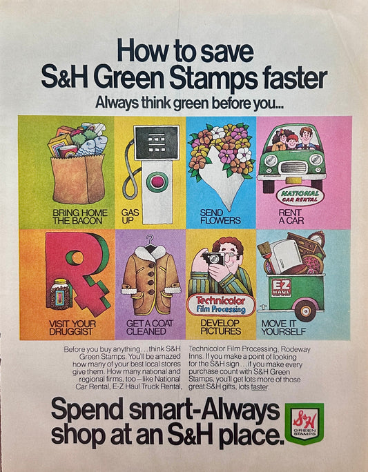 1972 S&H Greenstamps - Given Out By Many Participating Merchants Vintage Ad