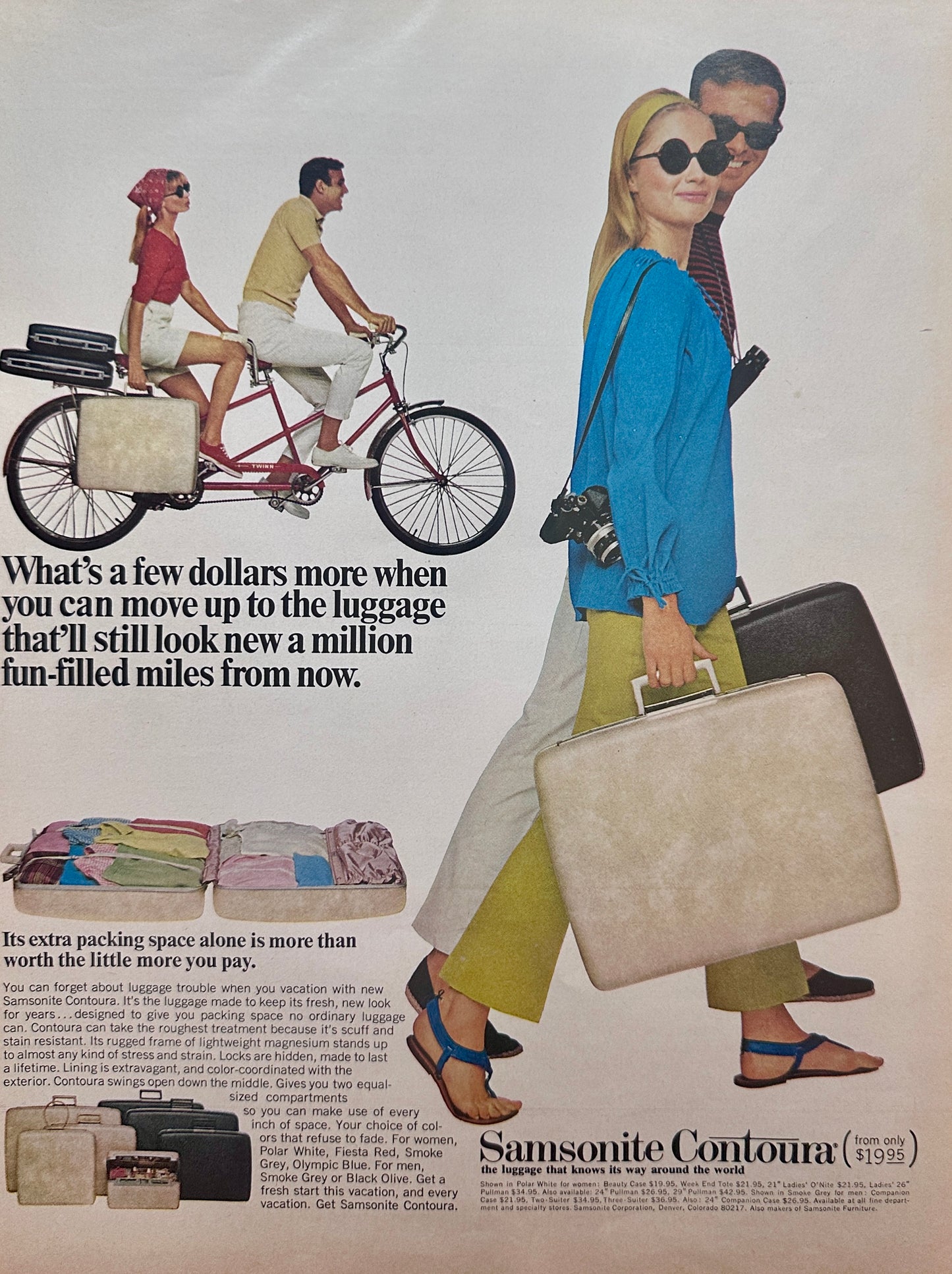 1966 Samosonite Contoura Luggage & GTE  Slyvania Picture Tube Vintage Ads