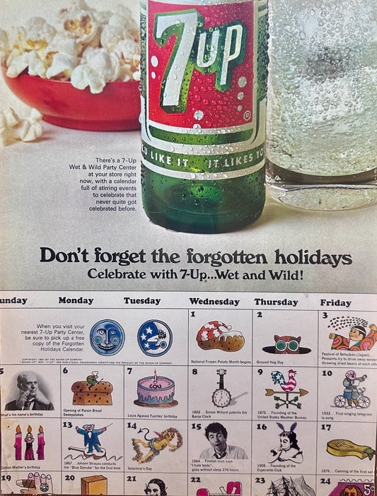 1967 7-Up for Holiday Celebrations & Temp Filter Cigarettes - Vintage Ad