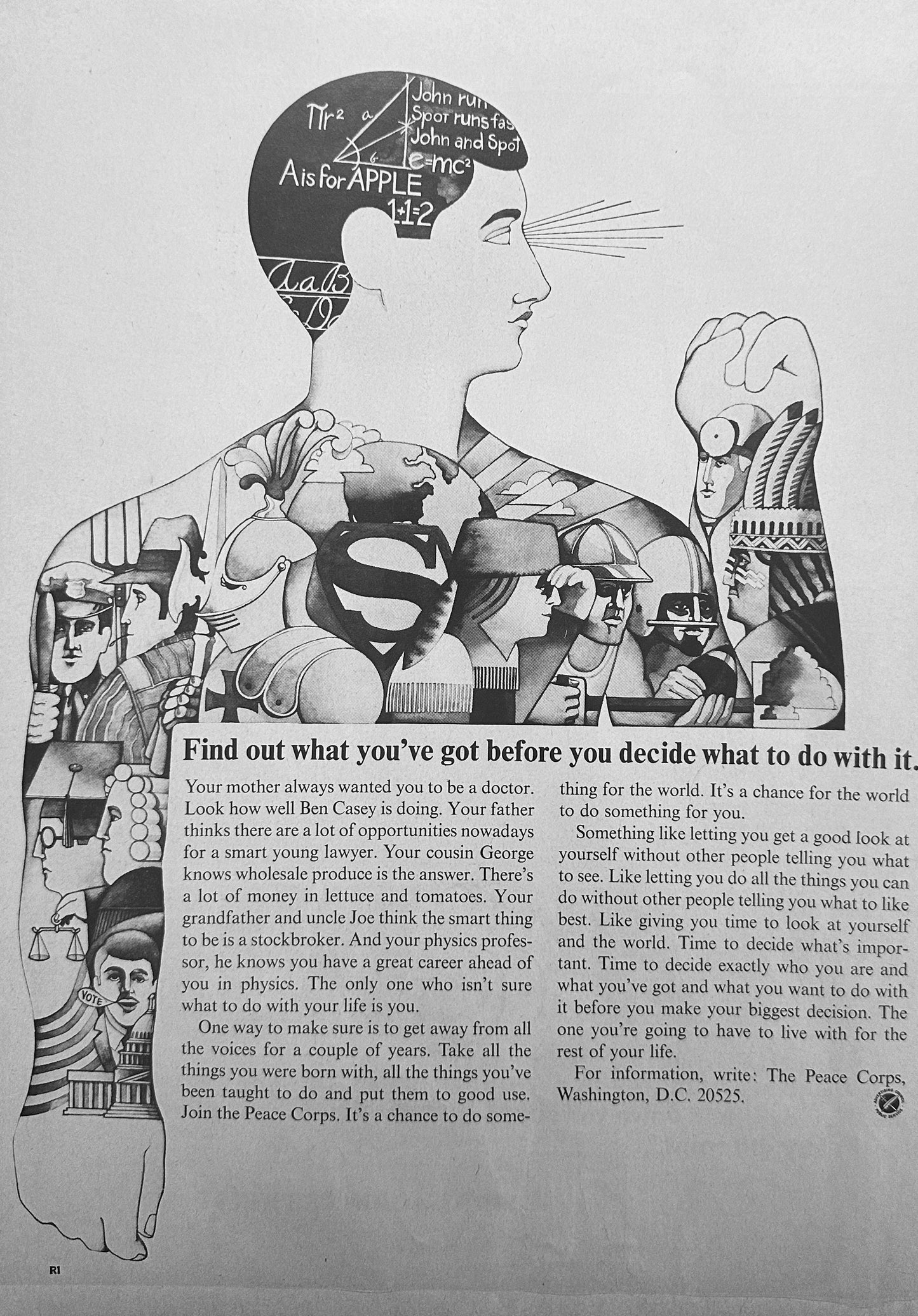 1966 Wet & Wild 7-UP & Peace Corp - Join Today Promotional Ad - Tattoo