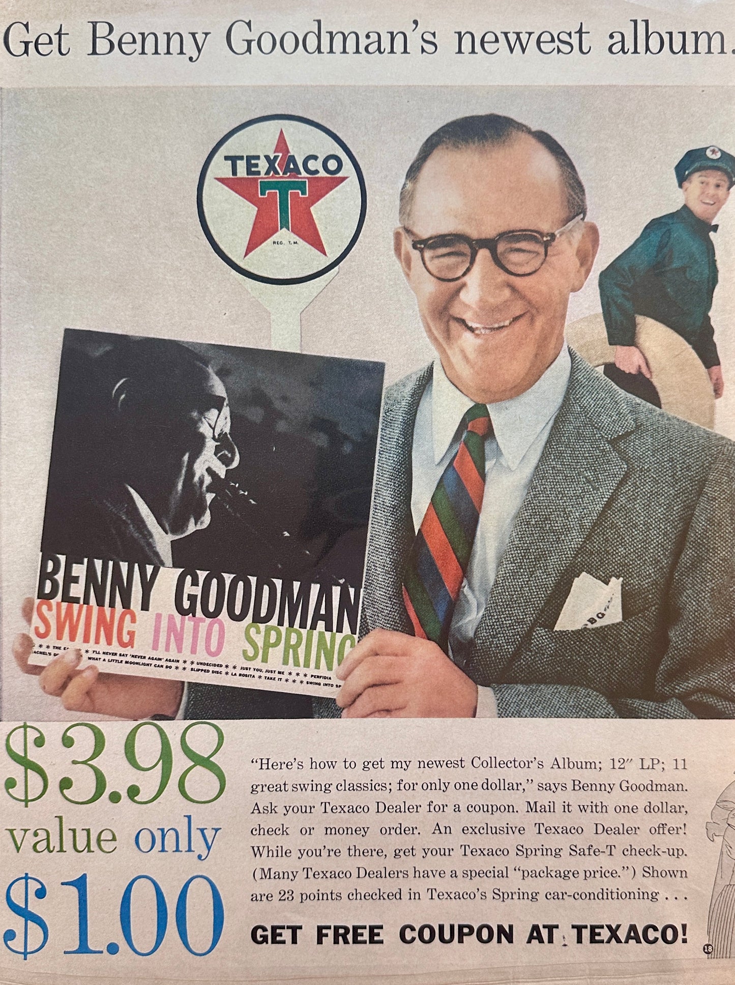 1959 Royal Crown Cola & Texaco Benny Goodman Album Giveaway Ads