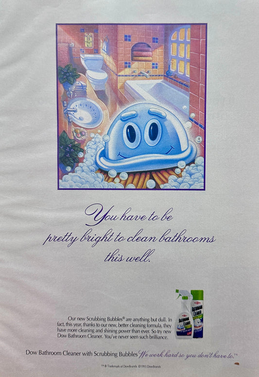 1993 Scrubbing Bubbles Bathroom Cleaner from DOW - Vintage Ad