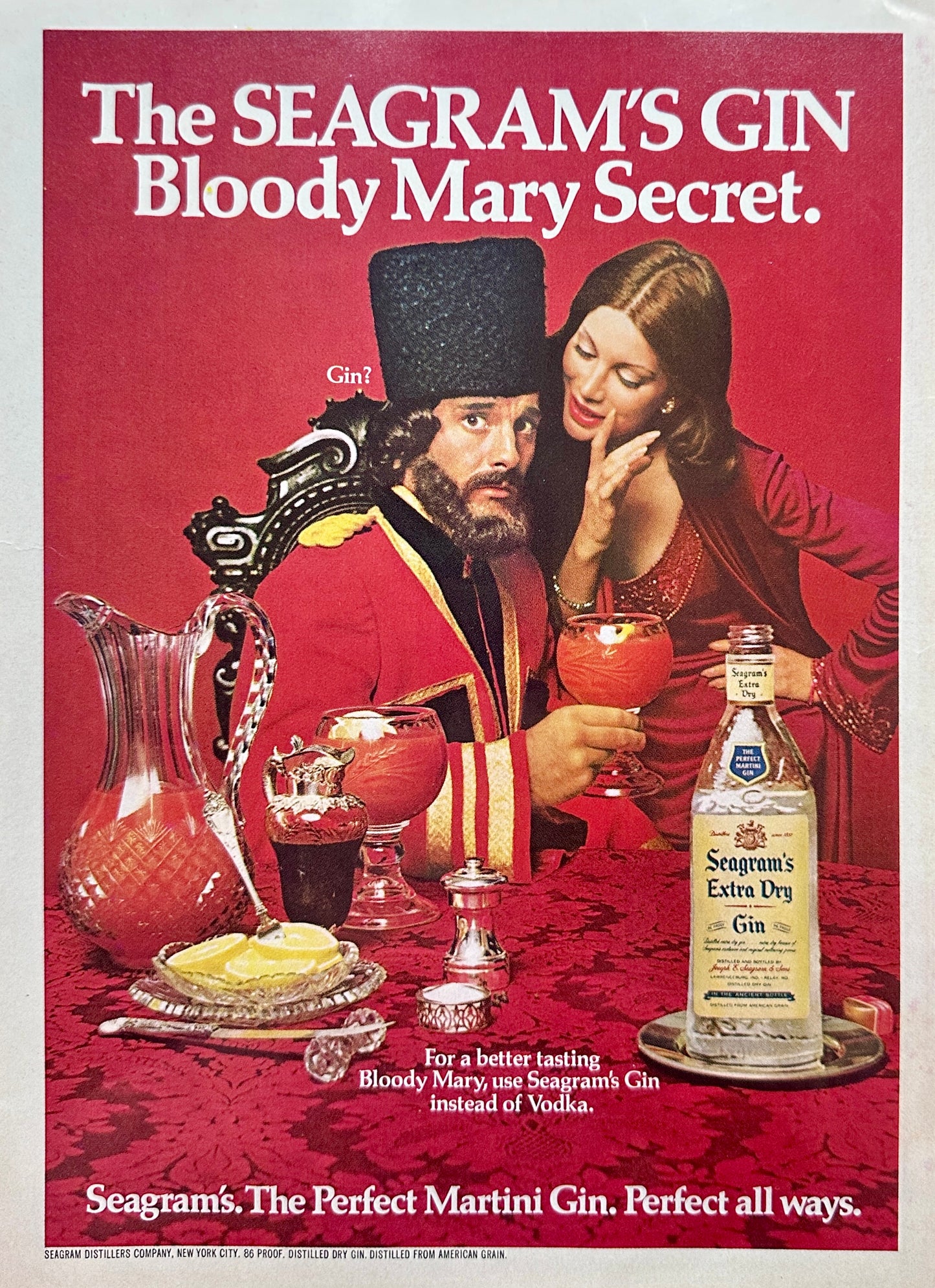 1975 Seagram's Extra Dry Gin for your Next Bloody Mary - Vintage Ad