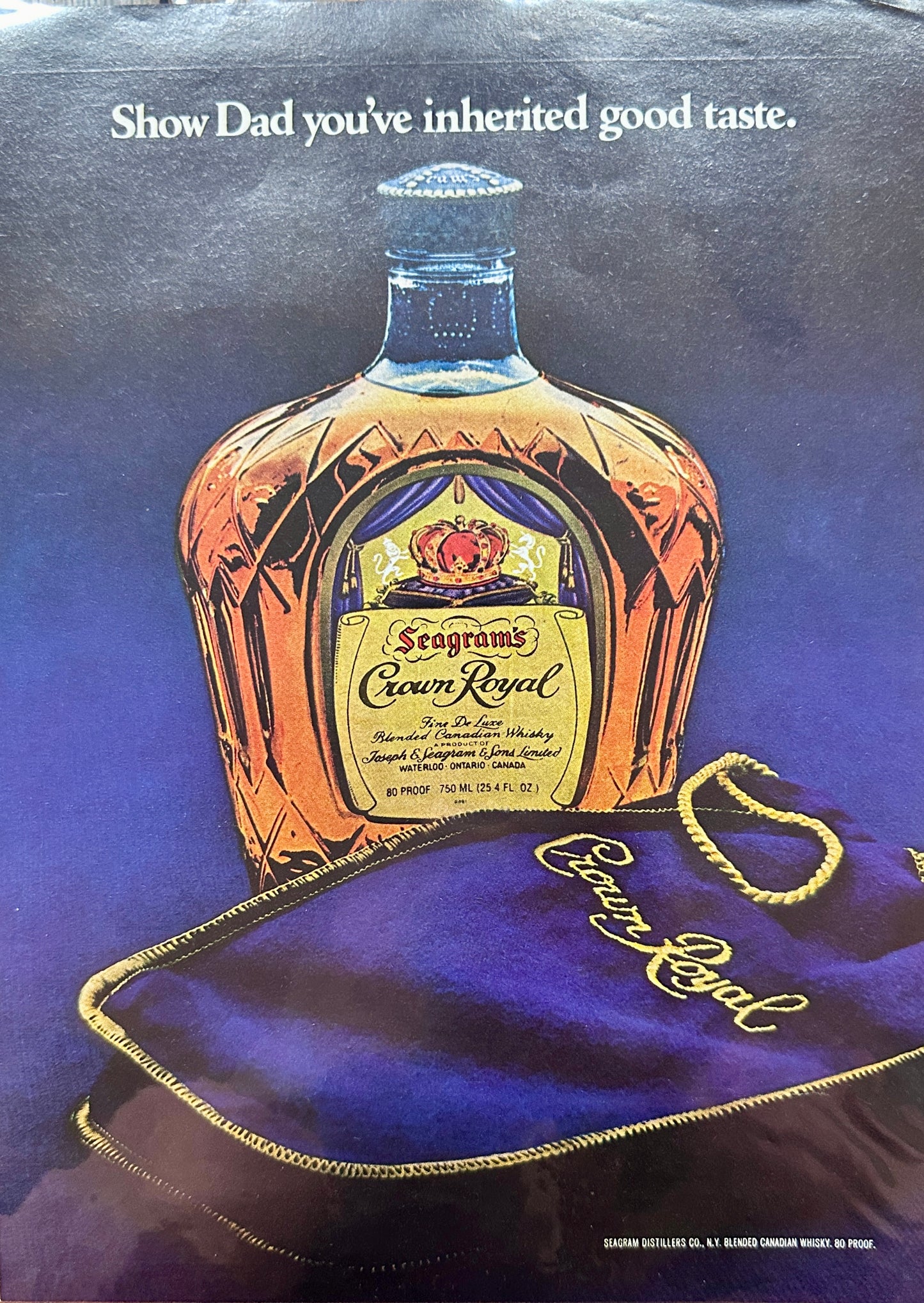 1977 Seagram's Crown Royal Blended Canadaian Whiskey - Vintage Ad