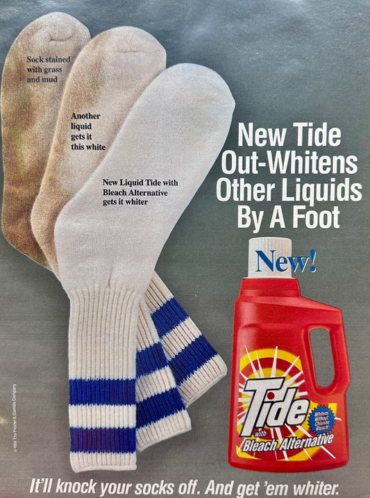 1991 Tide with Bleach Alternative for the Whitest Whites Vintage Ad