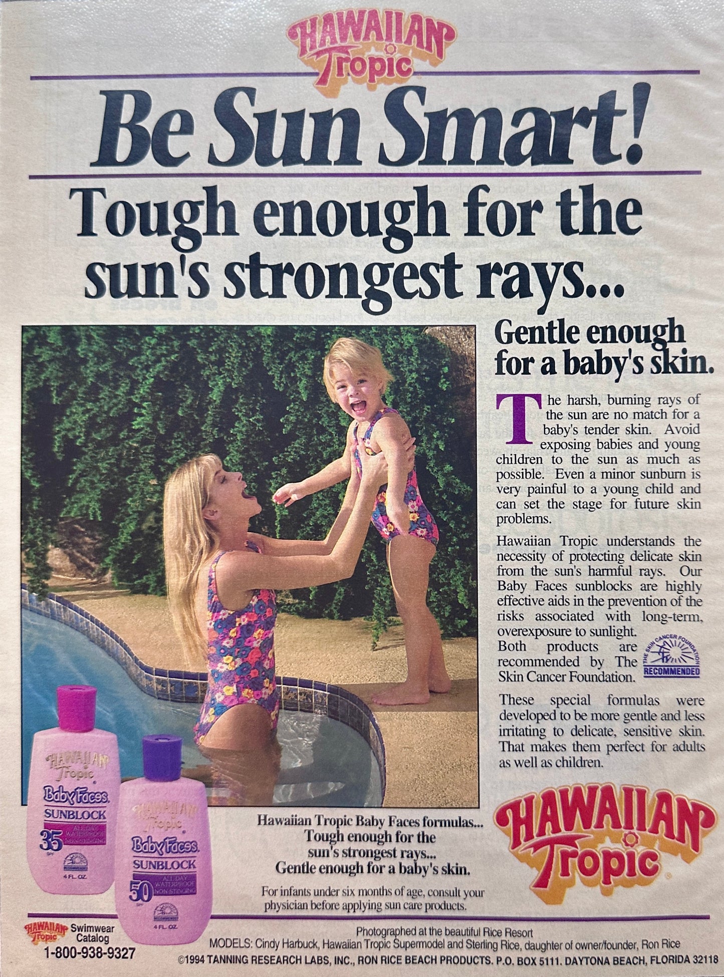 1994 Dove Soap & Hawaiian Tropic Sun Screen Magazine Ad