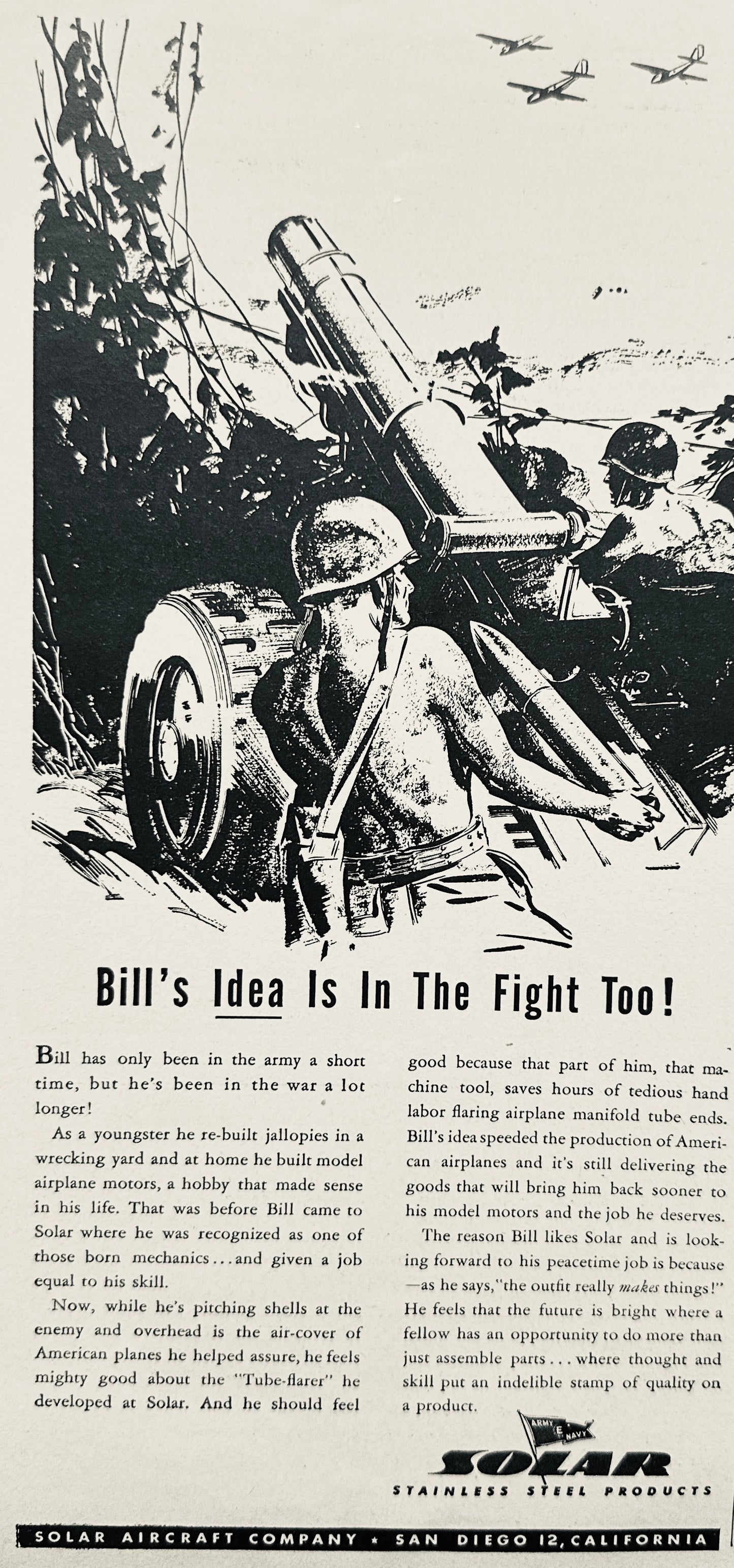 1944 Solar Stainless Steel Products WWII Era Promotional Ad