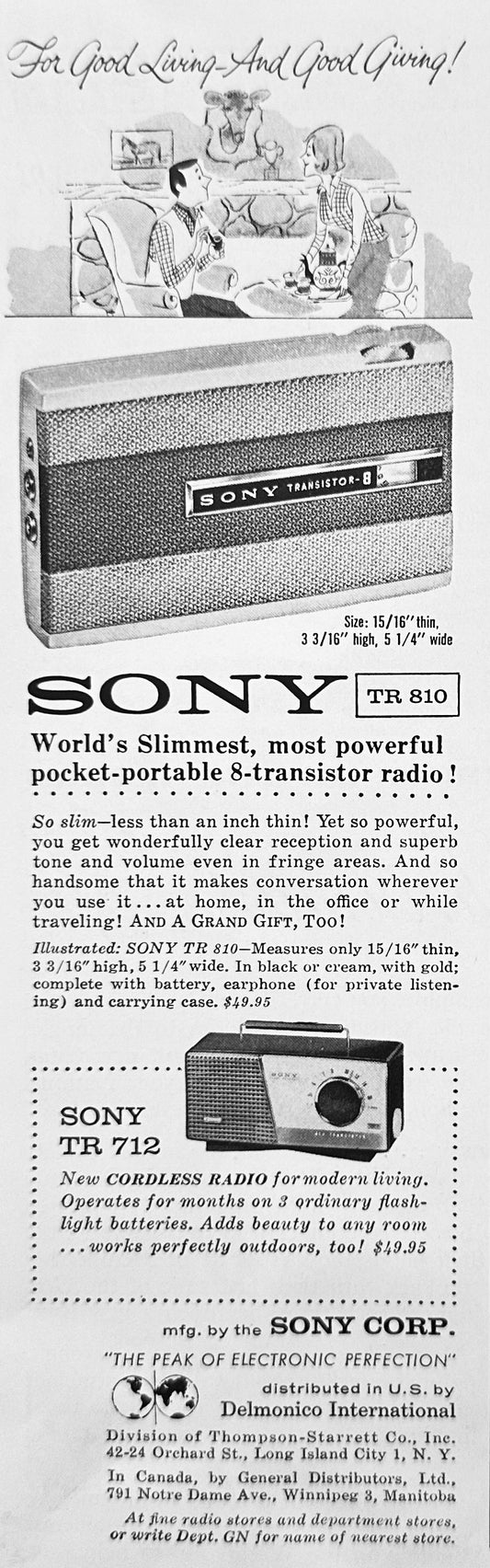 1959 Sony TR 810 and TR 712 Transistor Radio Ad