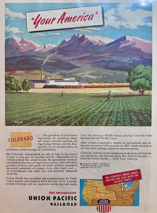 1945 Union Pacific Railroad - Colorado - Your America - Vintage Ad