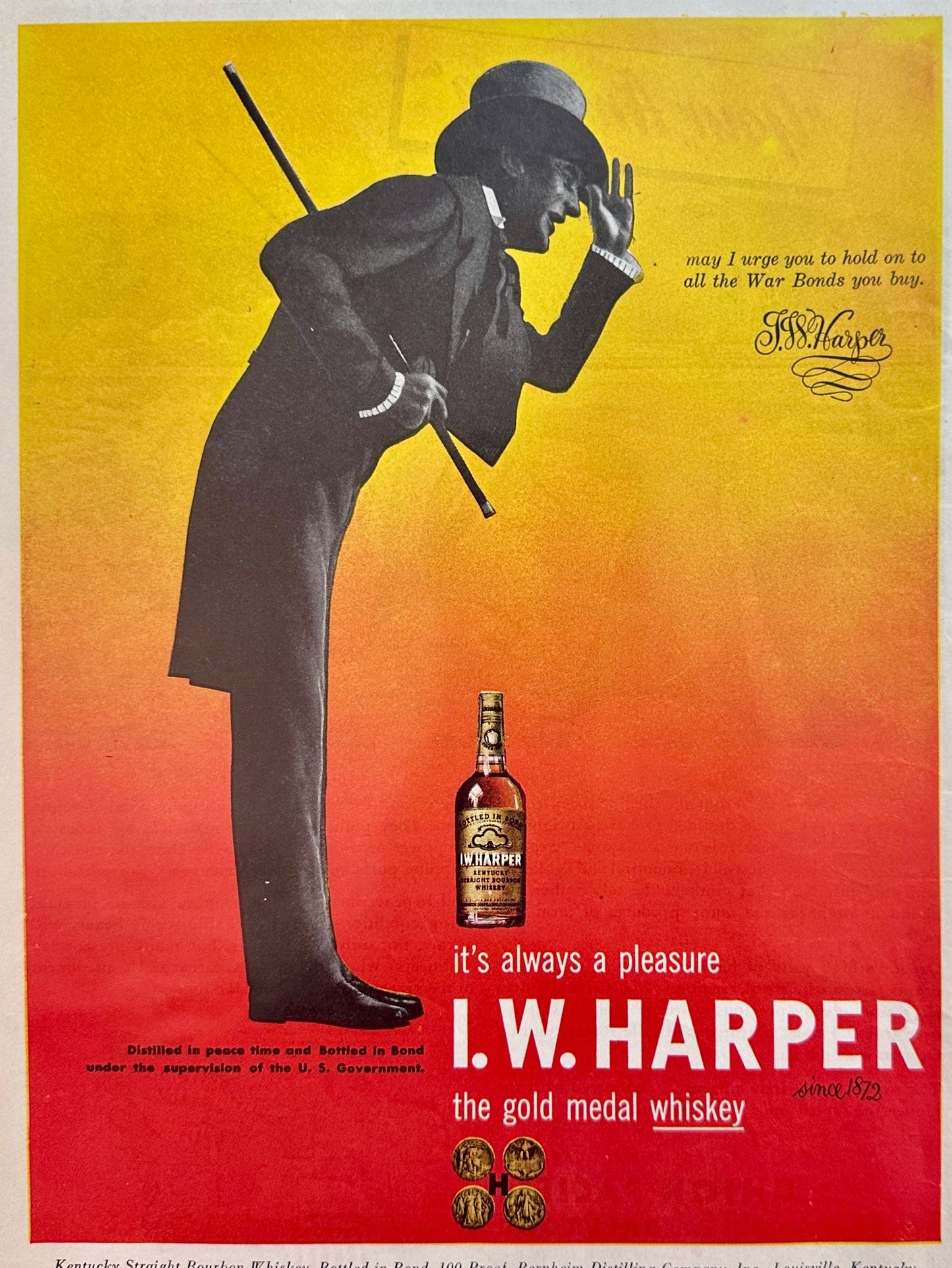 1945 Union Pacific Railroad - Oregon - I.W. Harper Whiskey- Vintage Ad