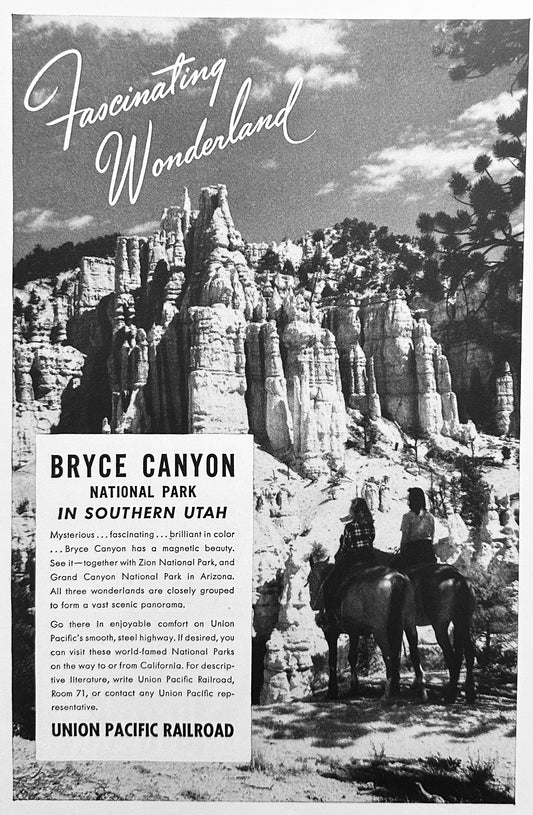 1947 ? Union Pacific Railroad Bryce Canyon - Utah - Vintage Ad