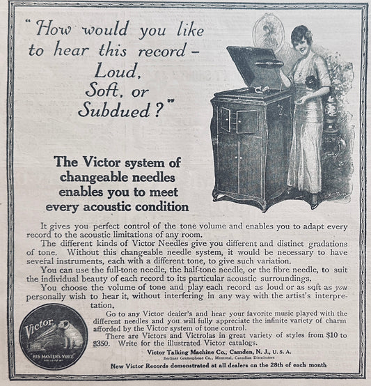 1915 Victor Talking Machine Changeable Needles Magazine Ad N928