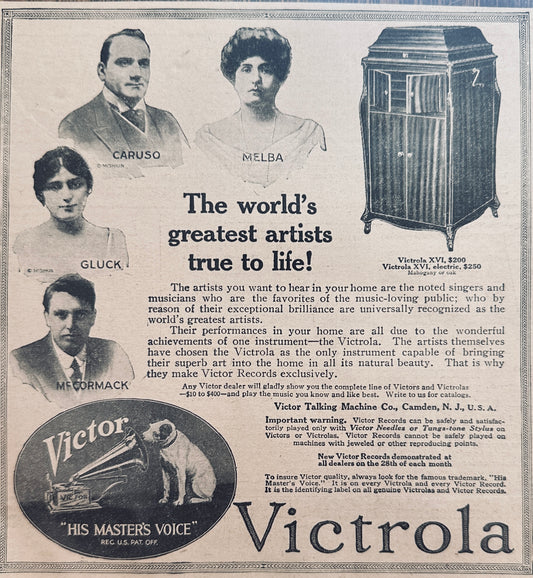 1915 Victrola & Period Artists Magazine Ad N930