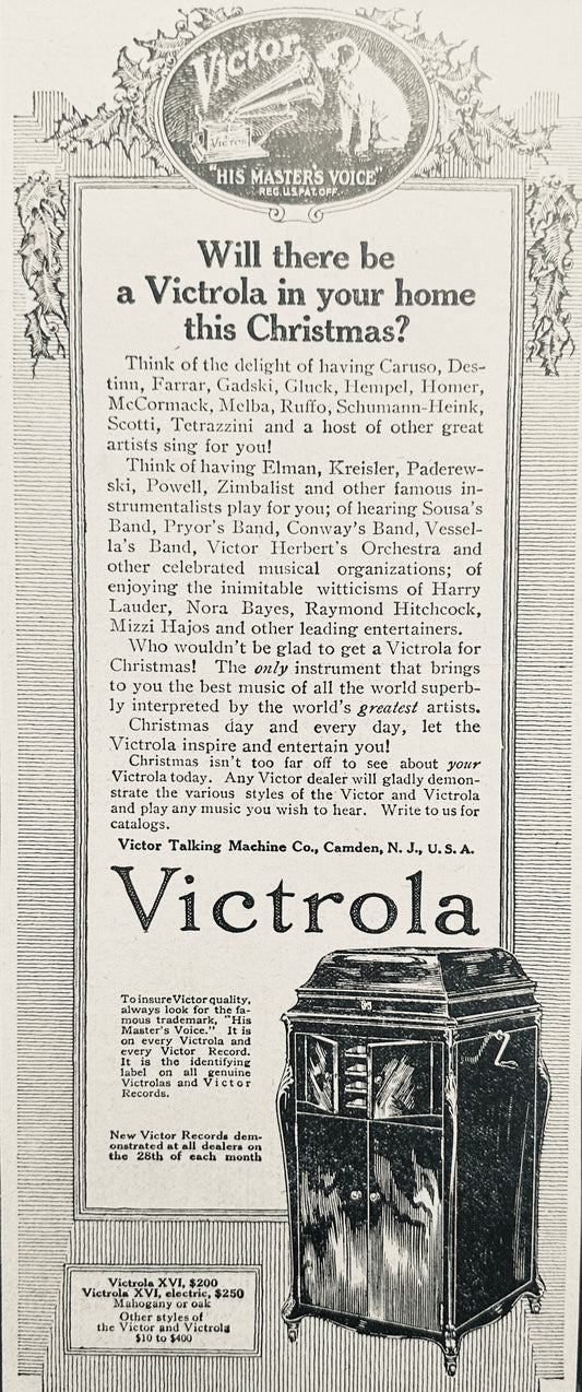 1916 Victrola For Christmas Magazine Ad - Victor XVI N934