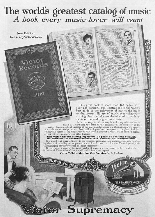 1919 Victor Magazine Ad for their Catalog of Music N937