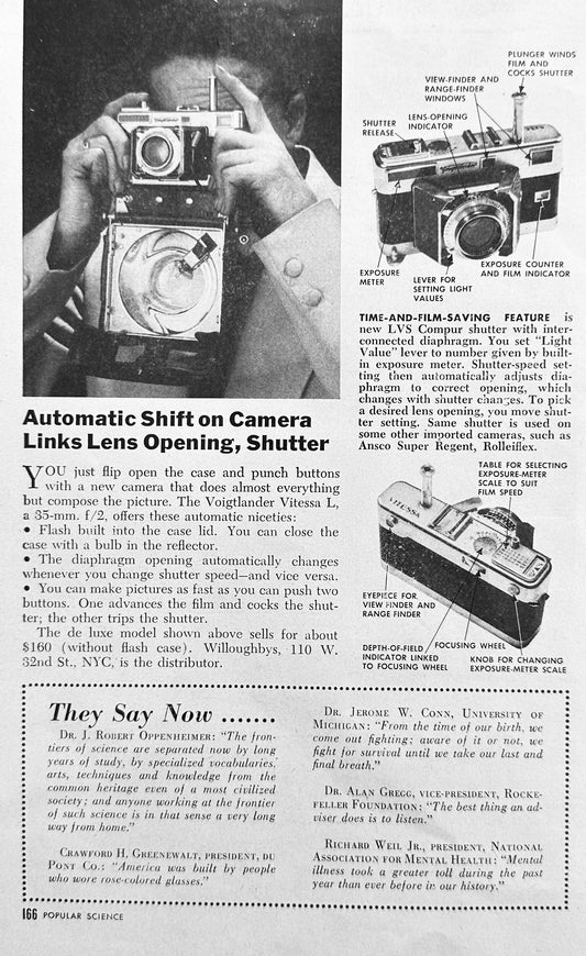 1955 Voigtlander Vitessa L 35 mm Camera - Vintage Ad