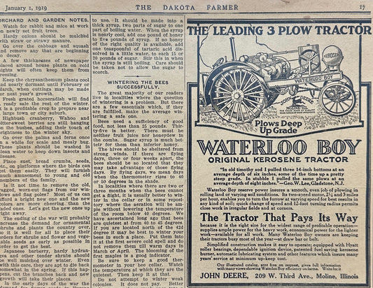 1919 John Deere Waterloo Boy Vintage Ad, Modern Ertl Advertising Lot