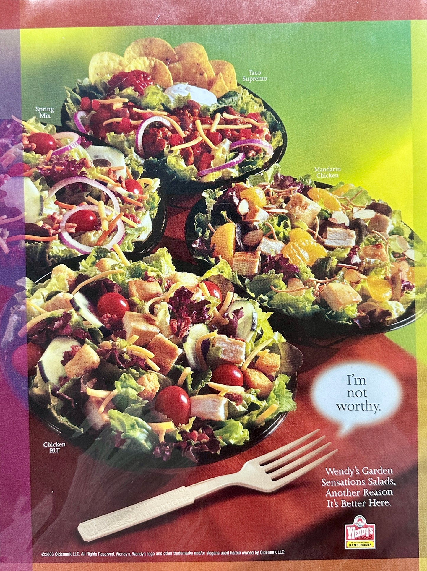 2003 Wendy's Garden Sensations Salads - Vintage Ad