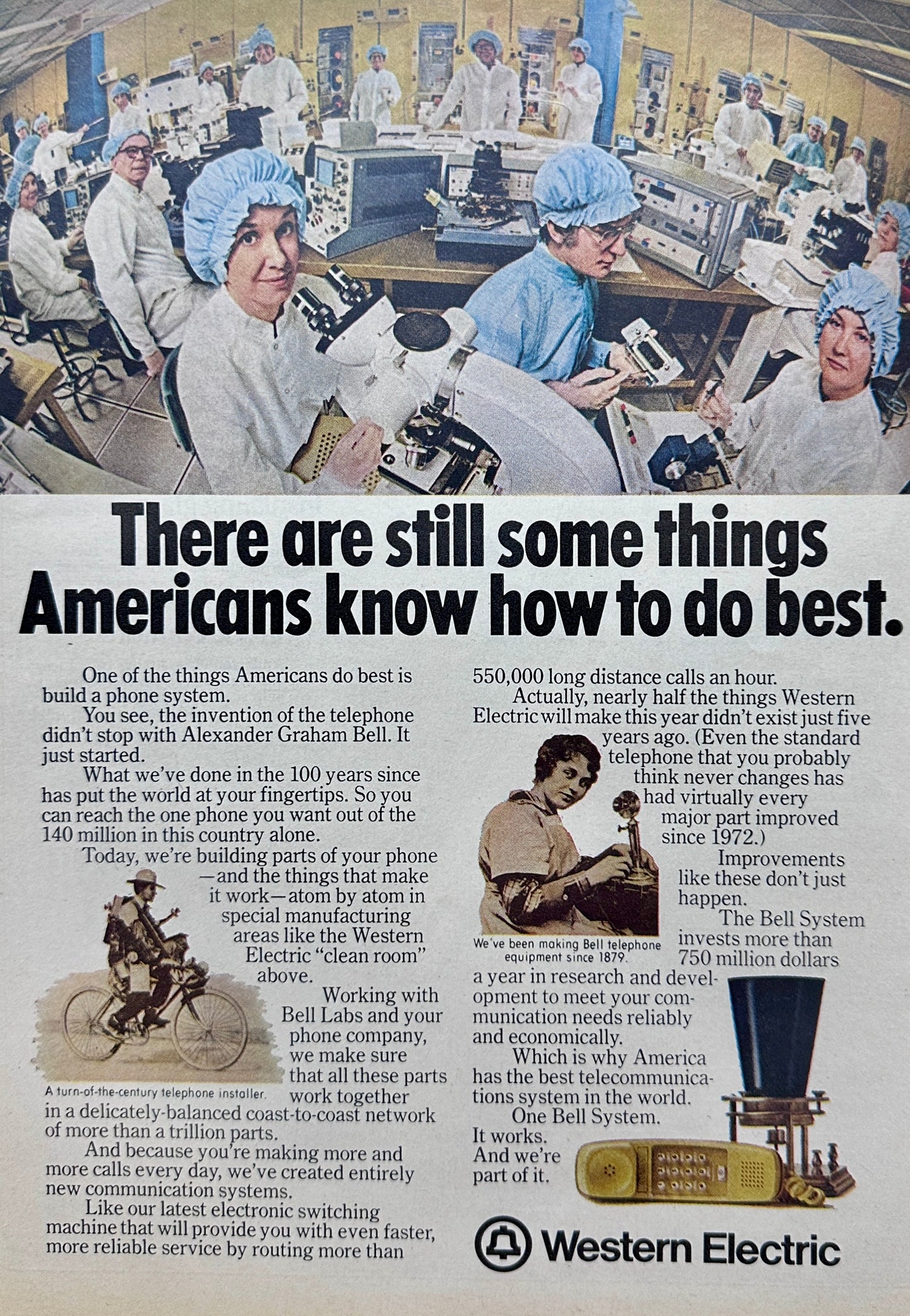 1976 Western Electric Telephones - Built in America - Vintage Ad