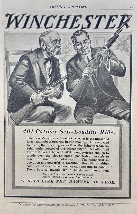 1911 Winchester .401 Self Laoding Rifle Magazine Ad