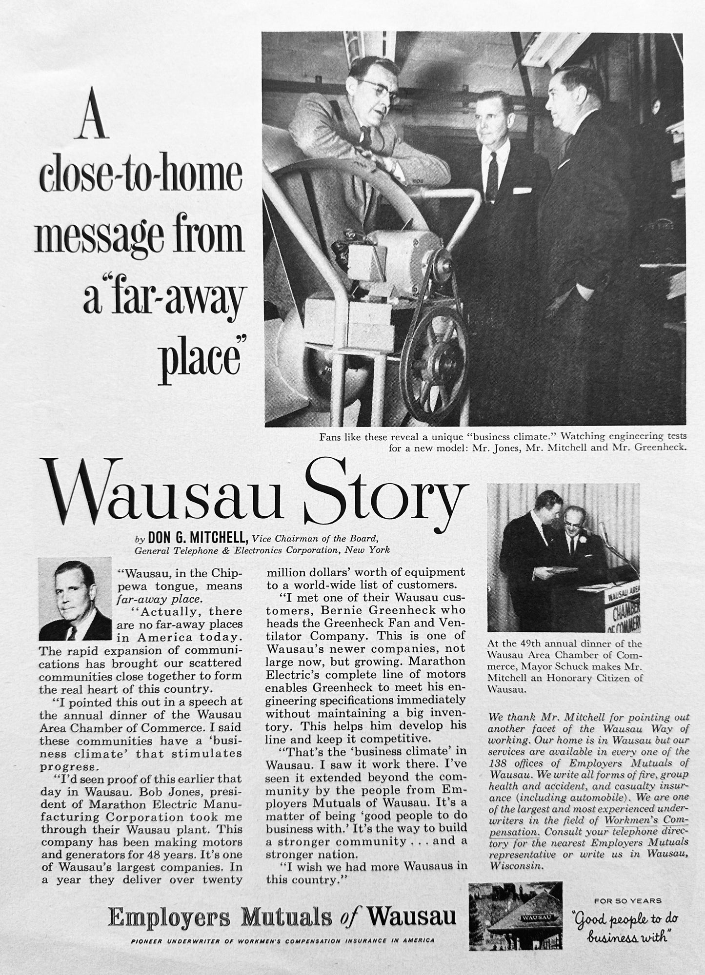 1964 Wausau - Employers Mutual - Insurance Services - Vintage Ad