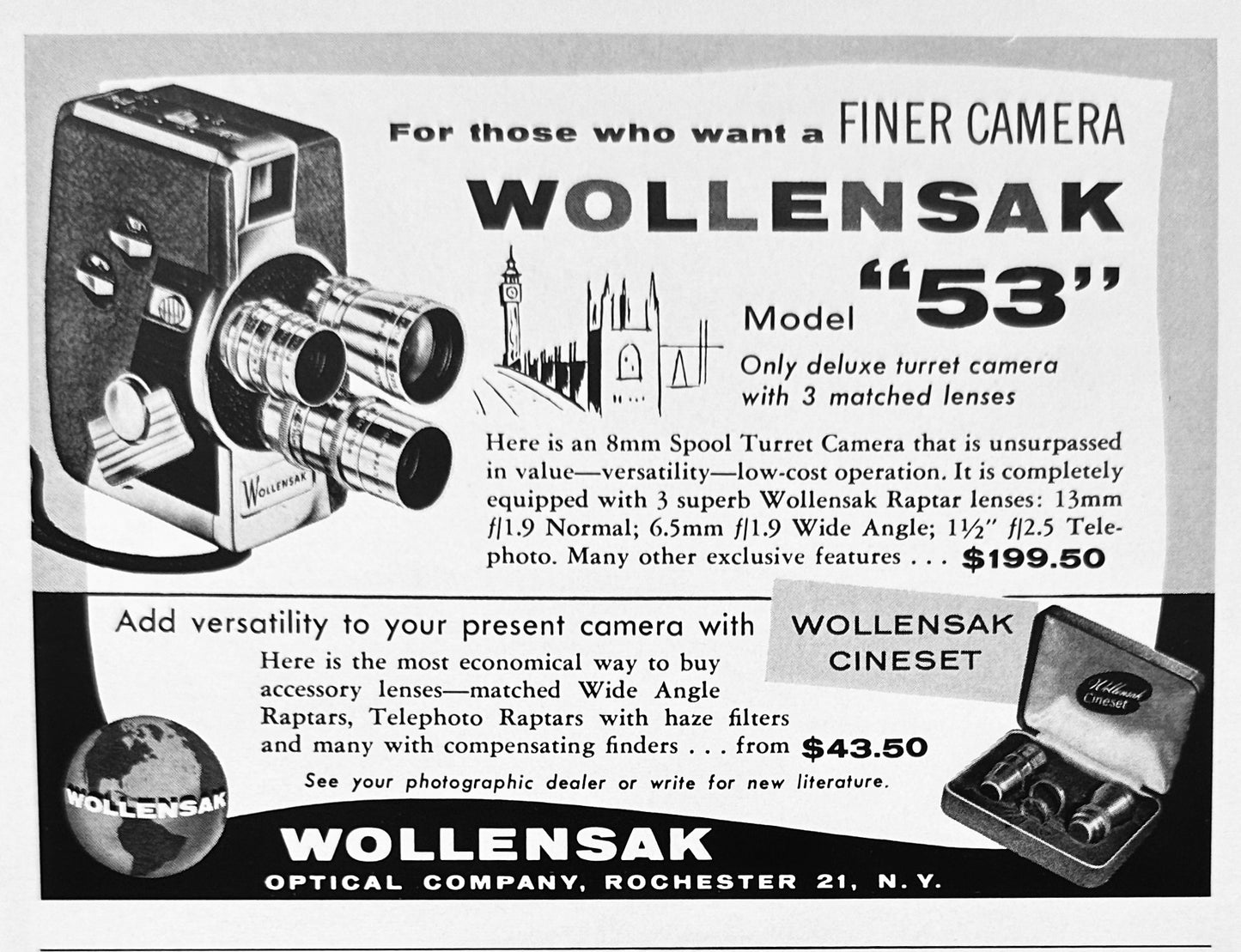 1956 Wollensak Model 53 Camera Magazine Ad