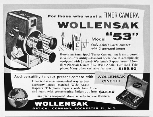 1956 Wollensak Model 53 Camera Magazine Ad